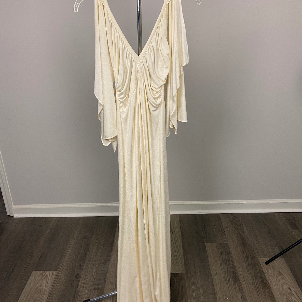 White Las Vegas Style long dress, open back with ties
